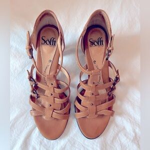 Sofft Womens Solana Sandal 7 N Buckle Strappy Heels Brown Leather Gladiator